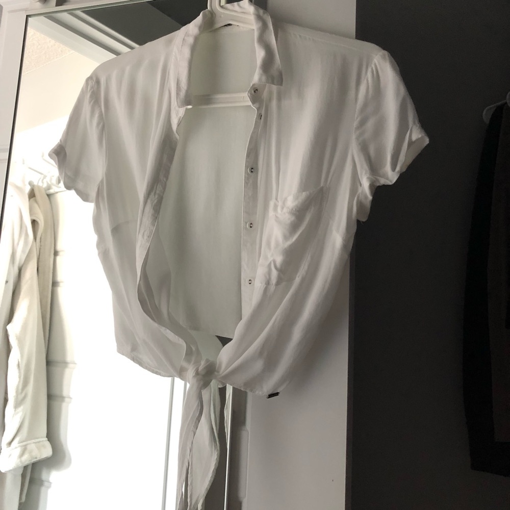 White Tie Up Garage Button Up